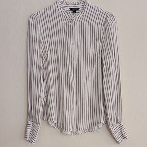 RW&Co Striped White Brown Women's Long Sleeve Top - Size XS